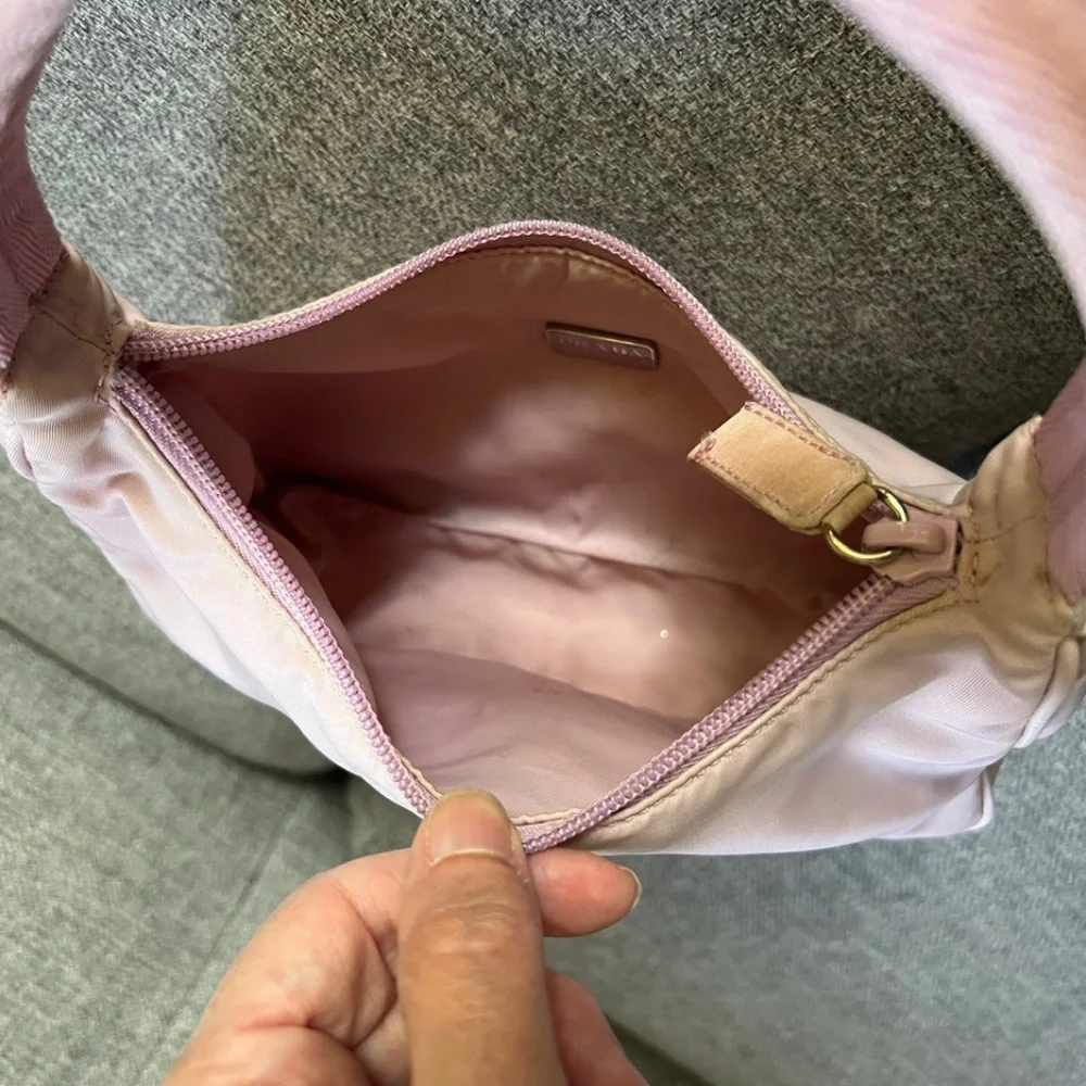 Prada Vintage Tessuto Logo Nylon Mini Bag in Pale Pink Lavender - Picture 13 of 16